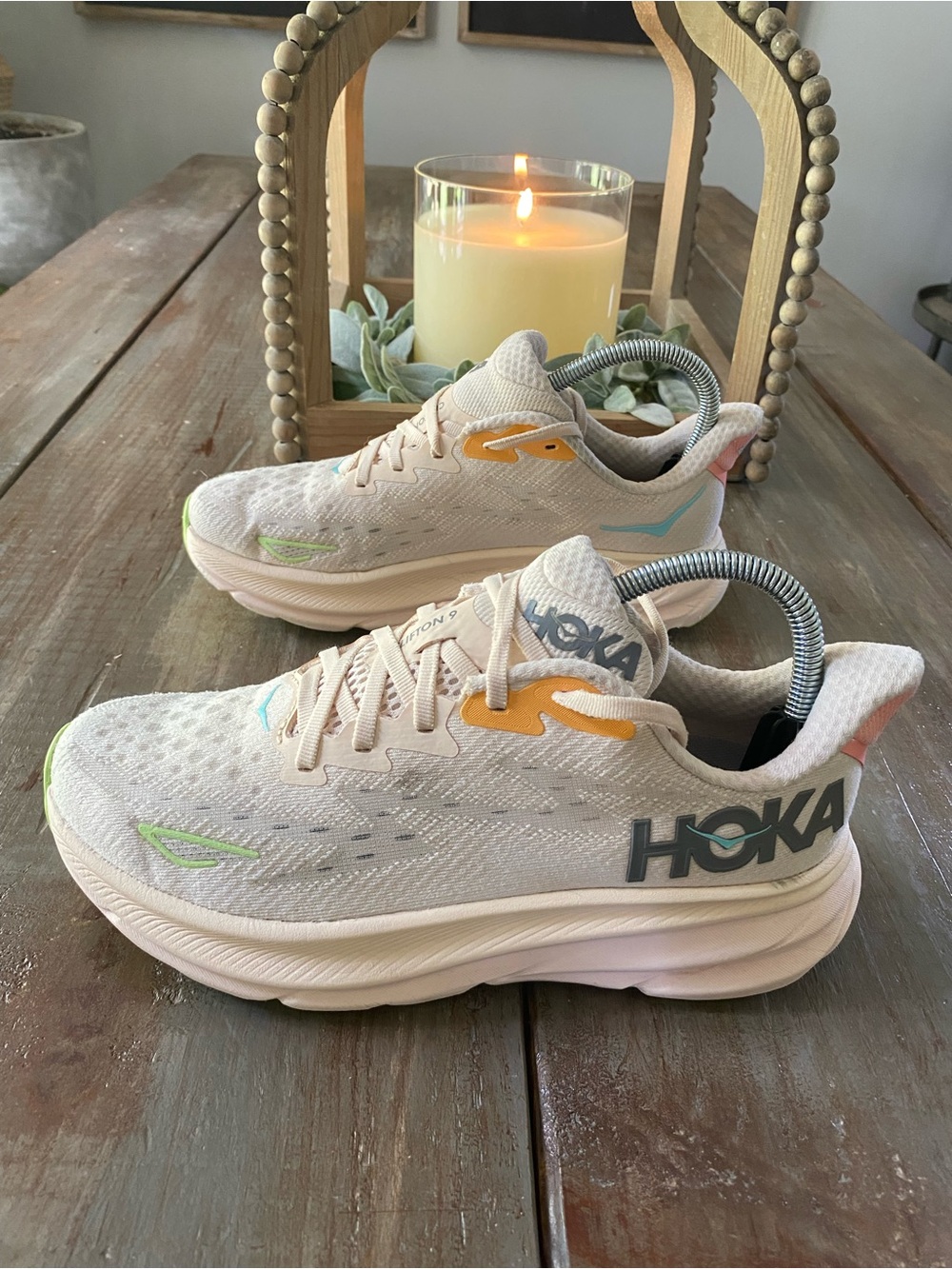 HOKA Clifton 9 Walking Running Sneakers Athletic Shoes 7B Vanilla Astral - Picture 1 of 10